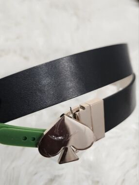 Kate Spade black Leather belt Gold spade buckle Tone Buckle medium